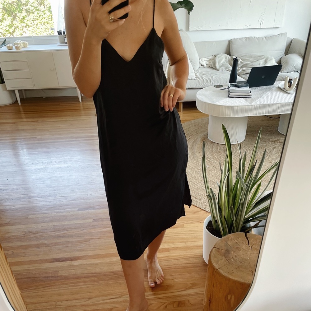 Black Spaghetti Strap Midi Dress